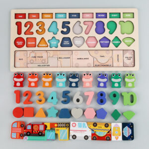 Montessori Wooden Logarithmic Puzzle – Multi-Style Matching & Motor Skills Toy