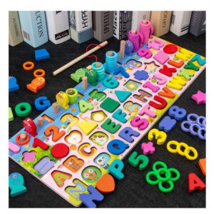 Montessori Educational Mathematics Smart Games Fishing Sensory Toys Geometric Shapes Wooden Baby Toy